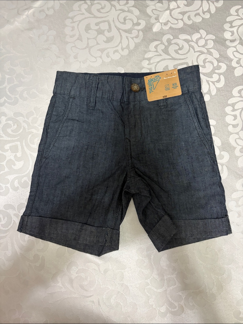 Kids Dark Blue Jean Shorts with Turn-Up Hem